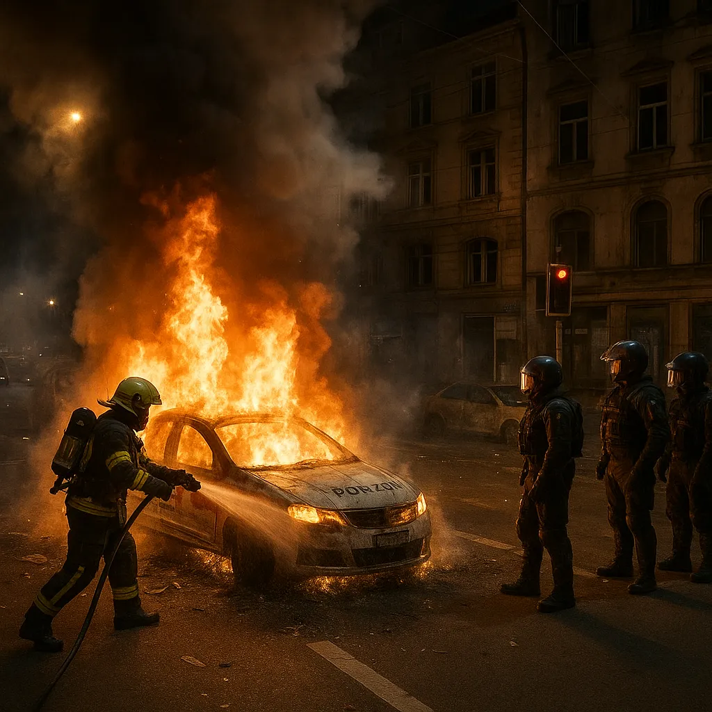 Po meczu w Zurychu policjant ranny, radiowóz płonie